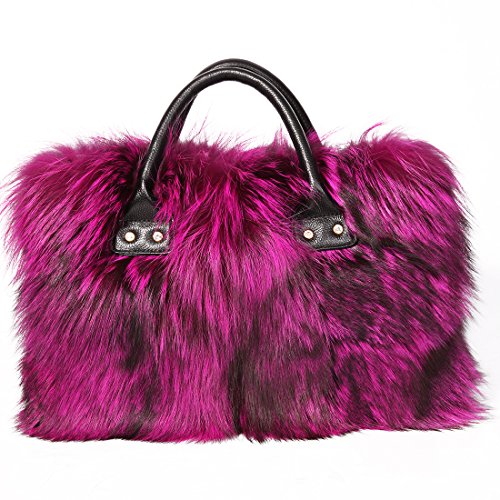URSFUR Women's Winter Handbag Real Fox Stachel Bag Purse