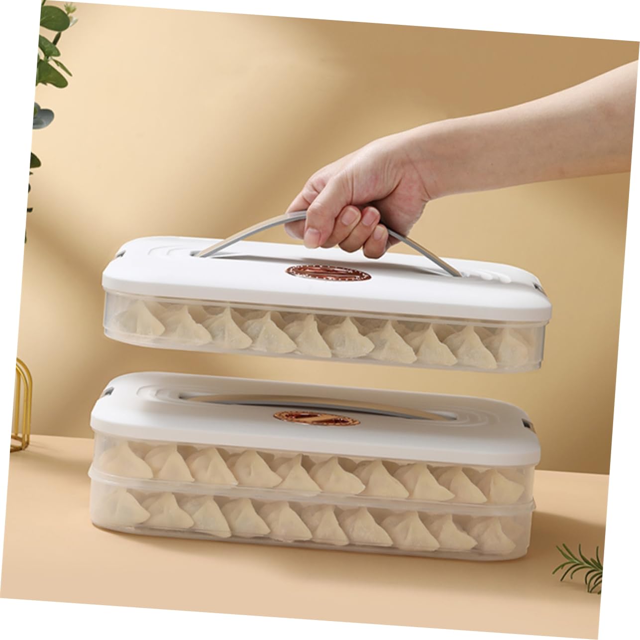 Cabilock Boîte de Rangement pour Raviolis 3 Couches, Plastique Alimentaire Blanc, Hermétique et Léger, pour Conservation Réfrigérateur et Congélateur, Maison Cuisine, Boîte de Stockage