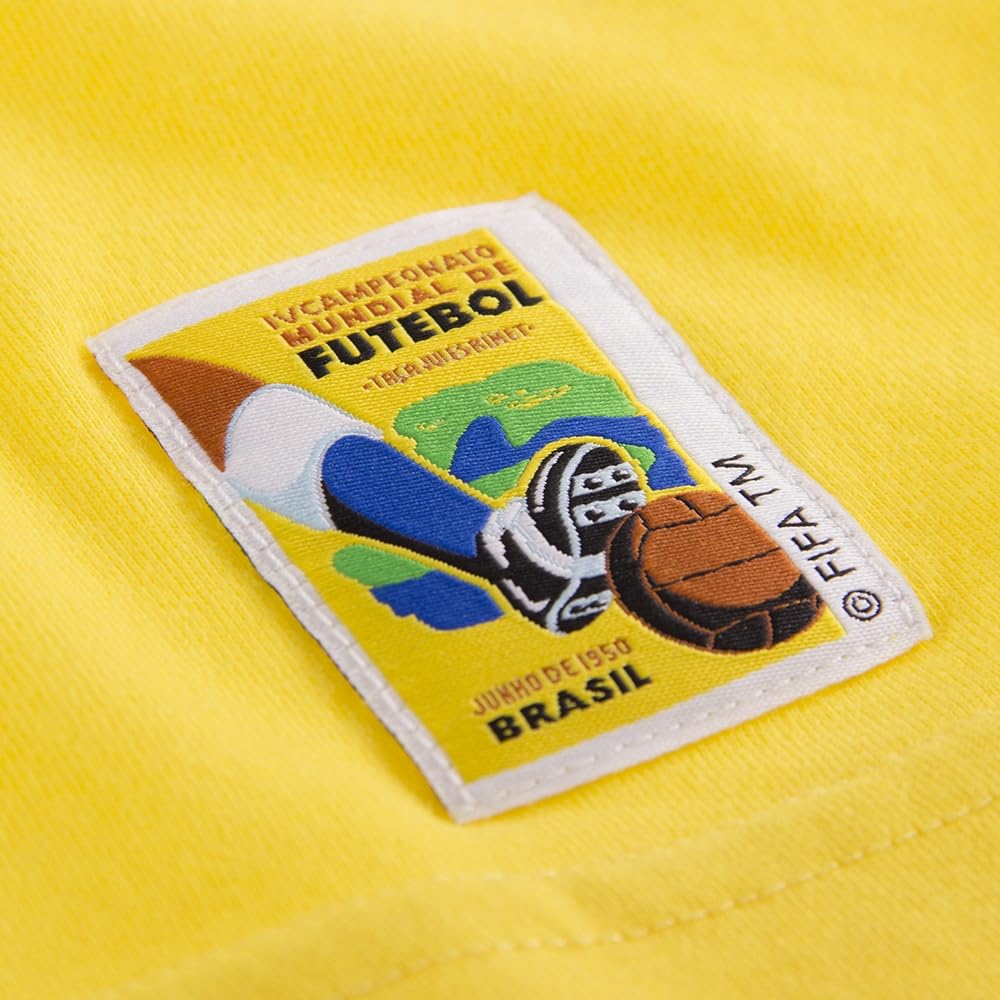 COPA Brasile Emblema Coppa del Mondo 1950 T-Shirt Uomo XS Gialla