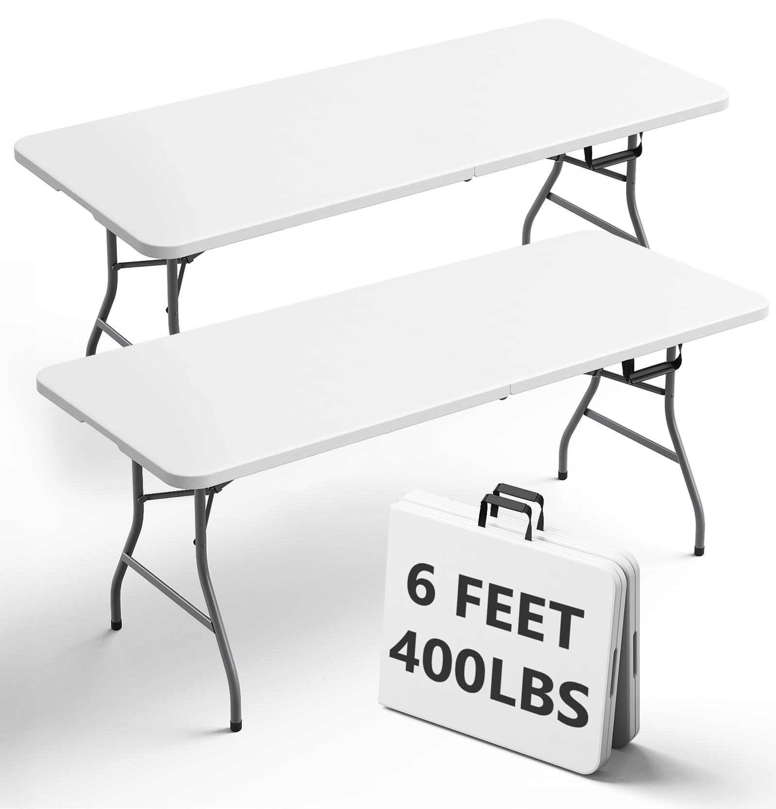 Amazon.com: FurniEdge 6FT Folding Table 2 Pack, Heavy Duty Plastic