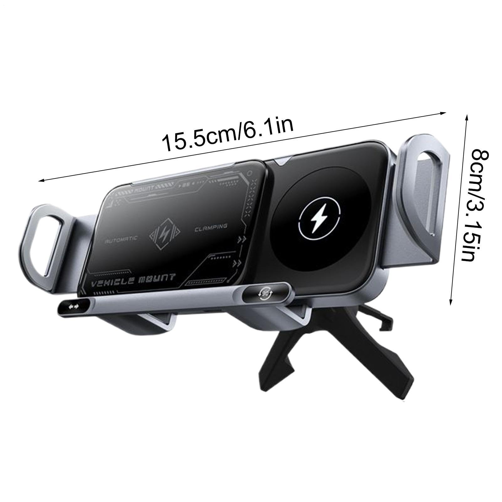Generico Caricatore Wireless per Auto Supporto Telefono Cruscotto | Supporto Smartphone Piegevole, Ricarica 15W Doppia Bobina per Auto