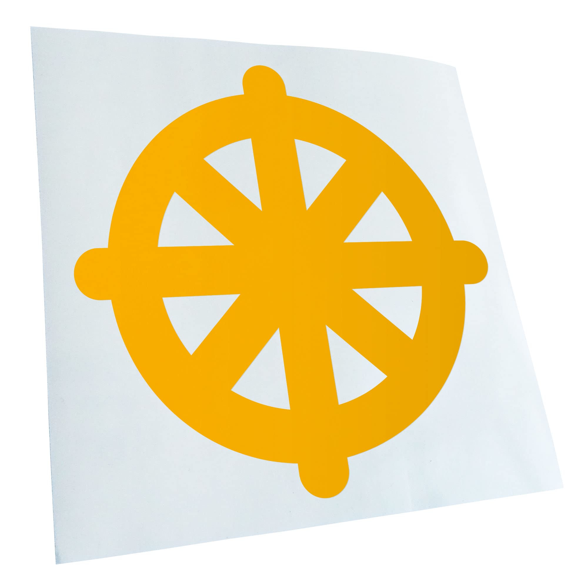 Kiwistar - Car Sticker - Yellow - 24 x 24 cm Dharmachakra Buddhism - Rear Window Car Sticker Weatherproof for Car Truck Moped Truck - Sticker Exterior Self-Adhesive Tuning Accessories for Window