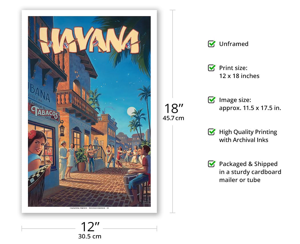 Amazon.com: Havana Cuba - Vintage Travel Poster by Kerne Erickson