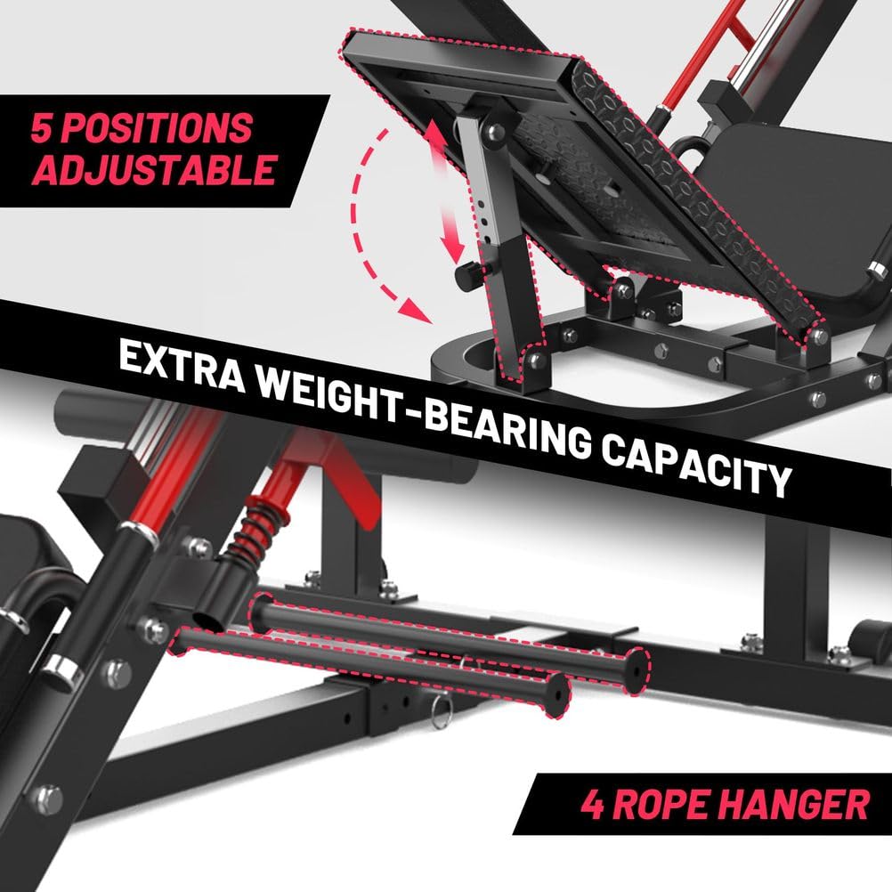 Beinpresse Hack Squat Maschine, 2-In-1-Beinpresse FüR Heim-Fitnessstudio Mit LinearfüHrung, Spezial-Hack Squat Maschine FüR Das Komplette UnterköRpertraining Mit Wadenblock