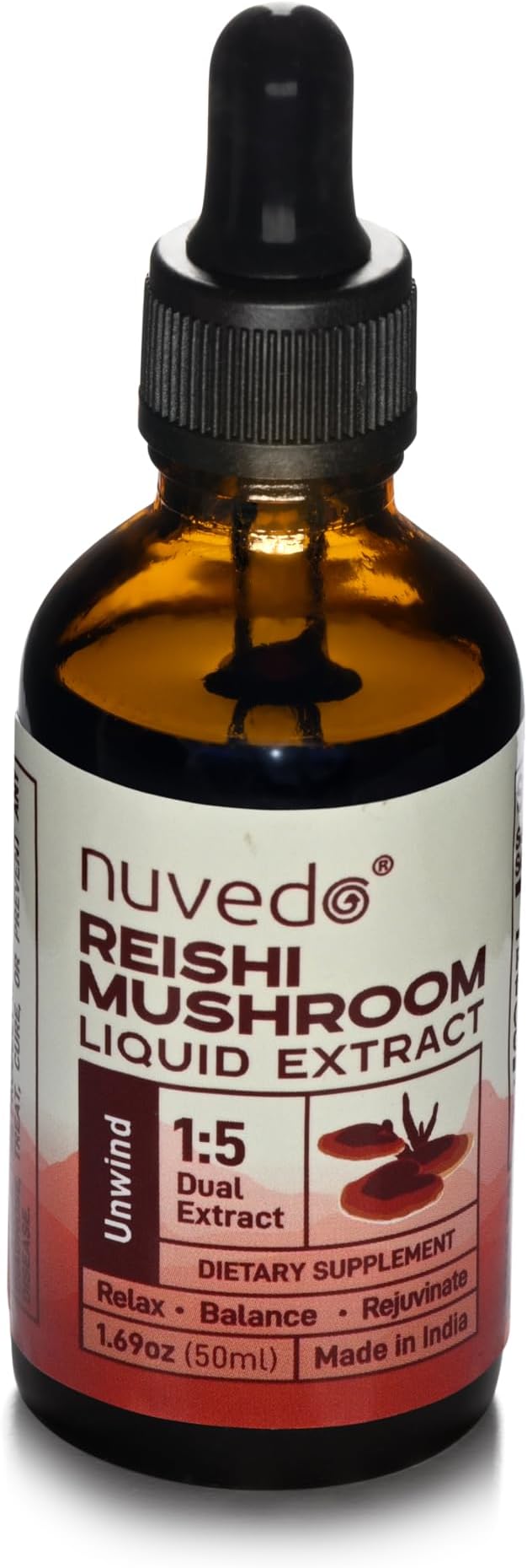 Unwind | Reishi Mushroom Liquid Extract | 50 ml, 25 Serves | Fruiting Body 1:5 Dual Extract | Alcohol Free Tincture | Herbal Adaptogenic Supplement | For Sleep & Immune Support, Relaxation