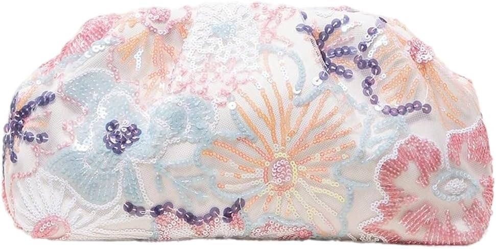 OYOANGLE Women's Sequin Floral Embroidered Clutch Purses