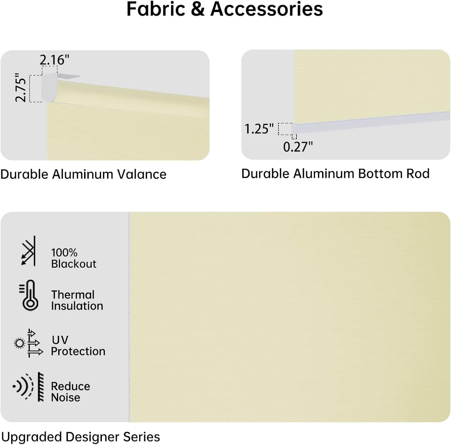 Motorized Coupled Shades, Blackout Smart Blinds for Large Windows Automatic Blinds Compatible with Alexa, Motorized Roller Shades Customized for Bedroom Home Office(Blackout-Creamy Yellow)