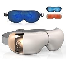 HuBDIC HubiCare Heated Eye Massager with Cooling Gel Mask Beige Relieve Puffy Eyes, Dark Circles, Eye Strain & Migraines, Foldable & Rechargeable