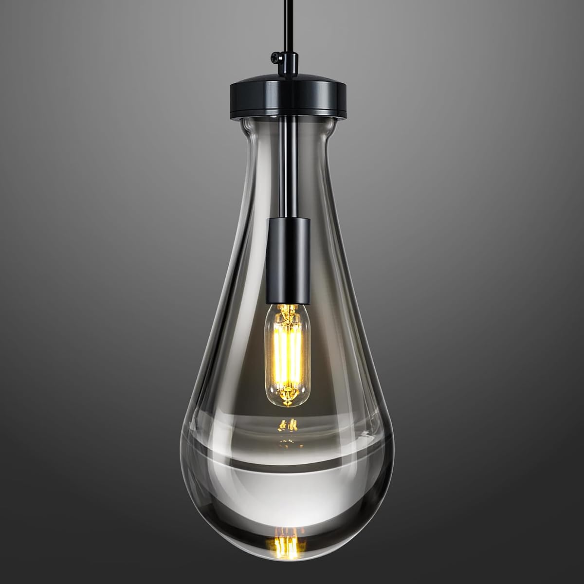 LIANGMH Raindrop Pendant Lights Kitchen Island Teardrop PlatingBlack Hanging