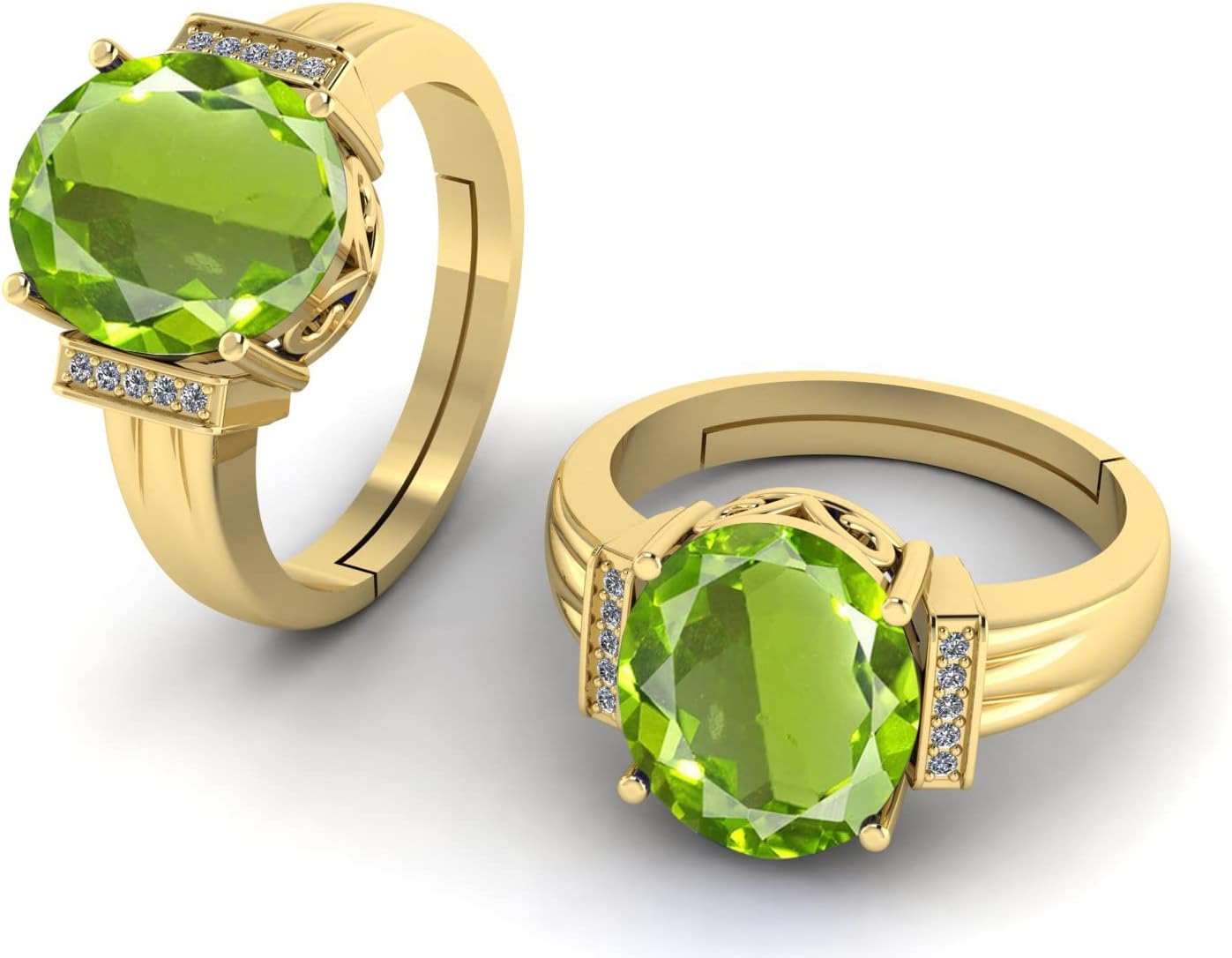 LMDPRAJAPATIS 10.25 Carat Natural Peridot Gemstone Gold Promise Ring For Men And Women