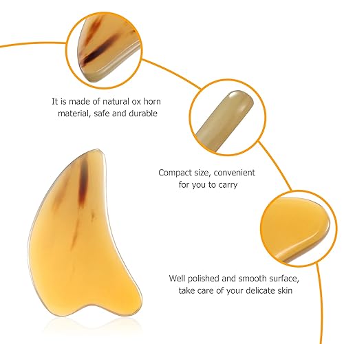 Miniatura 3 de SUPVOX Gua Sha - Herramienta de masaje para raspar, cuerno de búfalo natural, tabla de gua sha, terapia de masaje, piedras antienvejecimiento,