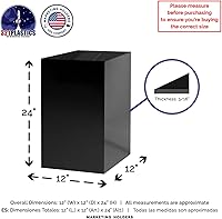 Vista 21 de Acrylic Display Riser Box Clear Plexiglass 12" x 12” x 19” No Lid Hollow Pedestal 5 Sided Display Trinkets Flowers Dust Cover Bin Collectible Items