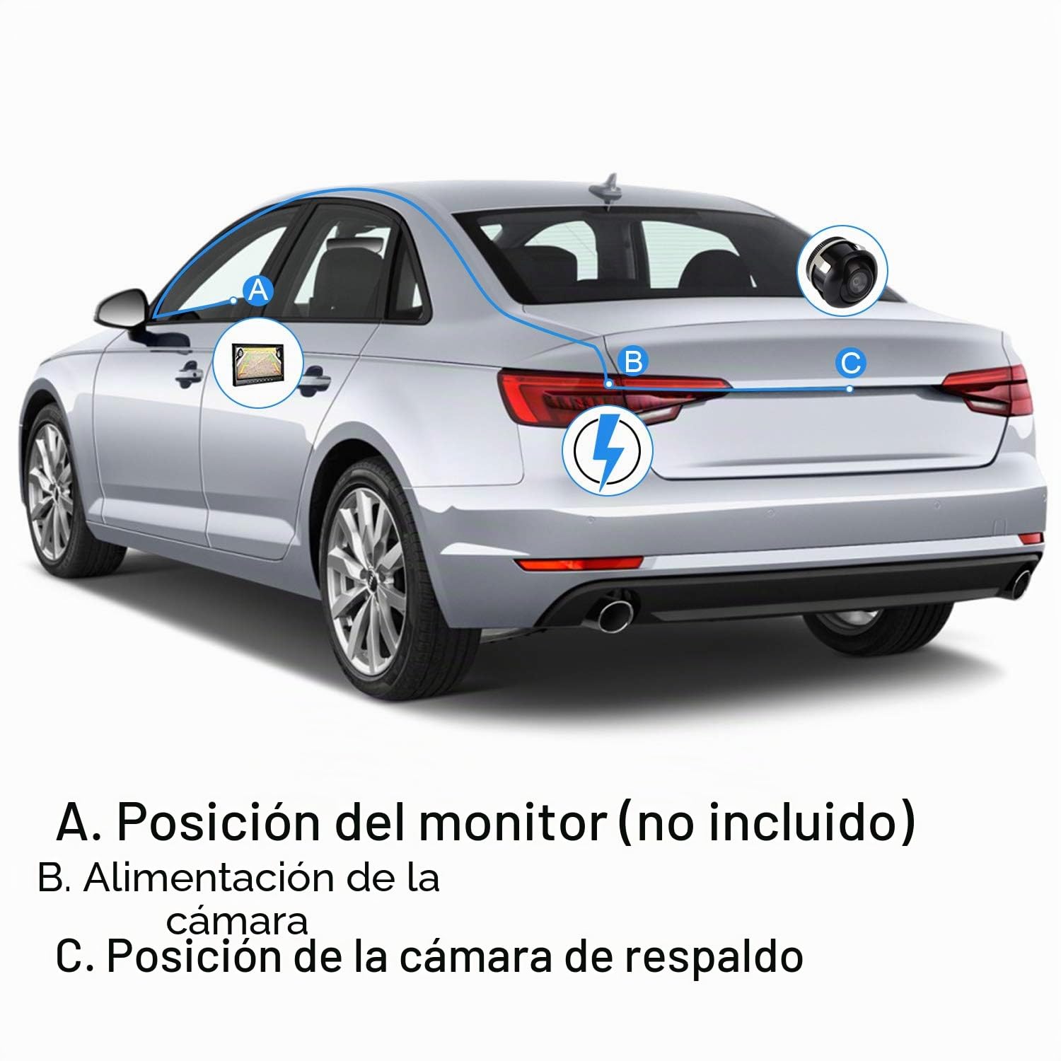 CICMOD Cámara de Visión Trasera Universal CCD Cámara de Marcha Atrás Cámara de Reserva de Coche