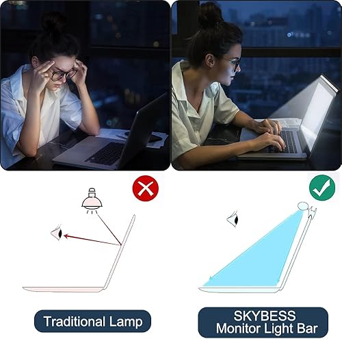 Miniatura 3 de skybess Barra de lámpara de monitor para laptop, monitor LED de lectura electrónica USB, luz de trabajo para oficina/hogar, brillo