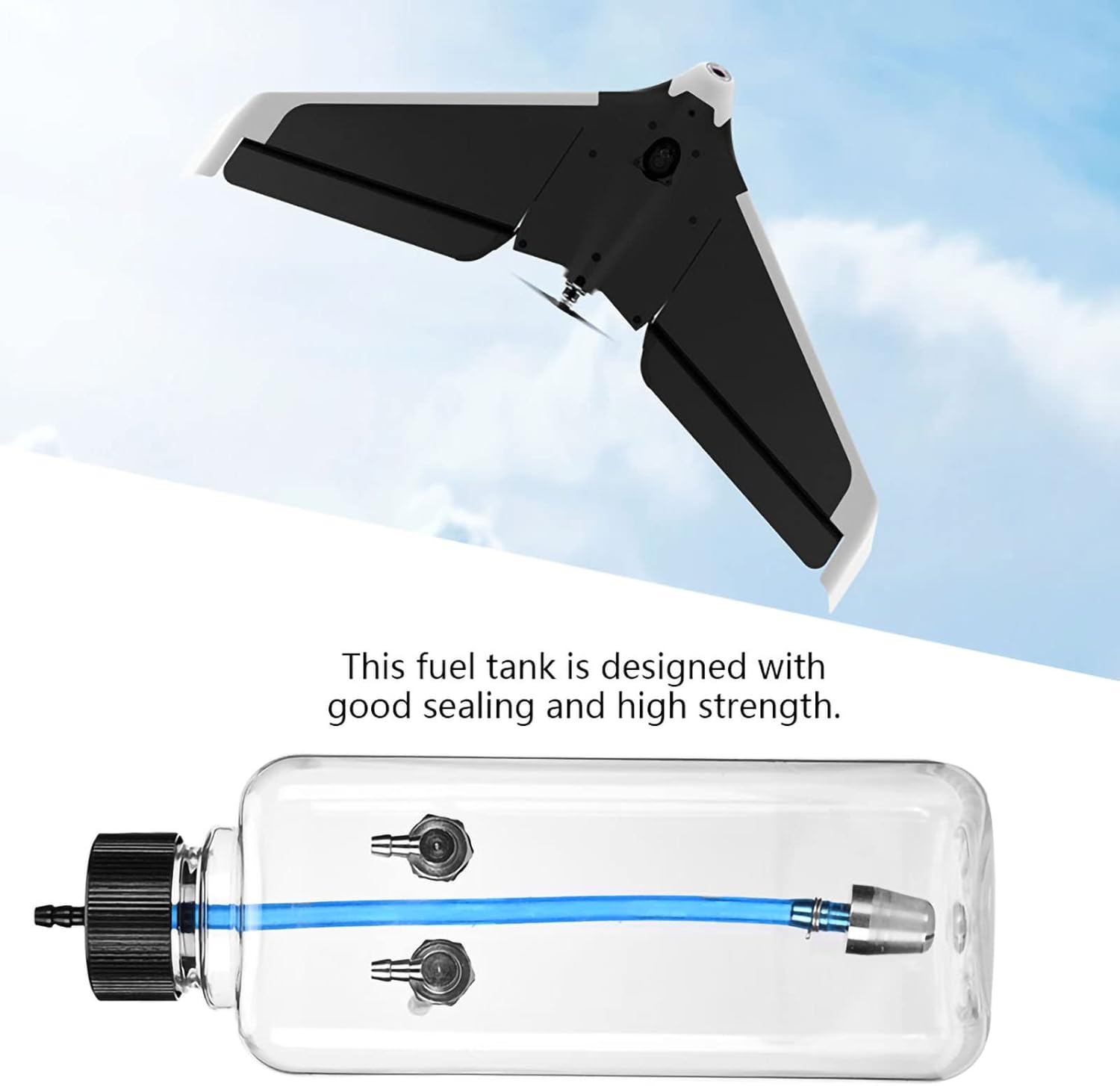 RC Airplane Fuel, Sealed Transparent Plastic Container High Strength CNC Metal, Model Airplane Fuel 500ml for 50-70cc Aircraft RC Hobbyists, Flight Enthusiasts, Competition and Leisure Flying
