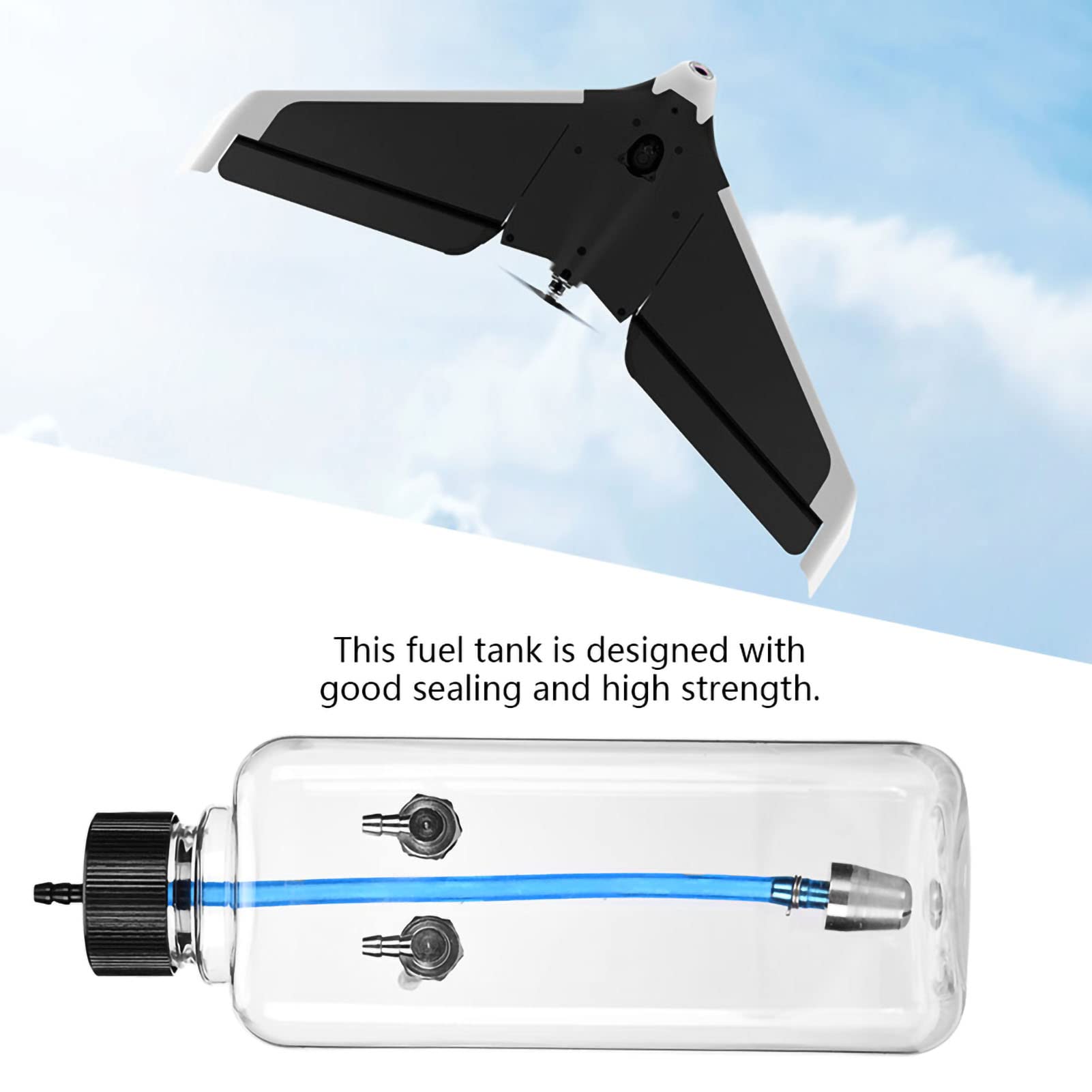RiToEasysports Réservoir de Carburant RC, Pièces D'accessoires de Modèle de Télécommande Réservoir de Carburant en Plastique Transparent pour Avion RC (500 ML (pour Les Avions 50-70cc))
