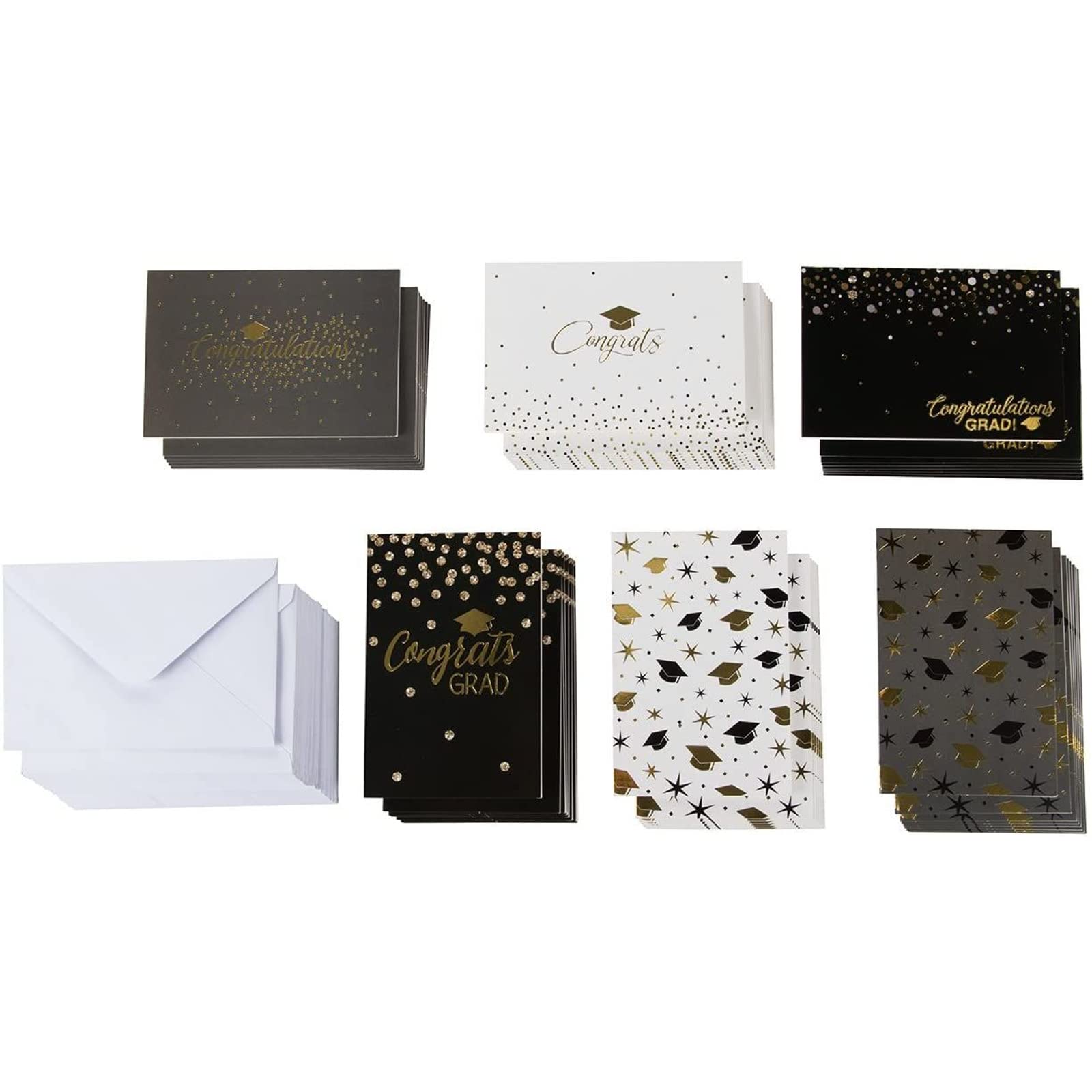 Amazon.com : Graduation Greeting Cards with Envelopes, 6 Gold Foil Designs  (4x6 In, 48 Pack) : Office Products