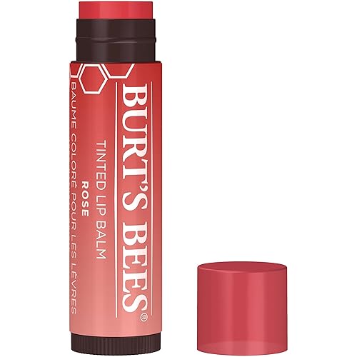 Burt's Bees Tinted Lip Balm Rose, Moisturising Lip Tint With Shea Butter, 100% Natural Origin, 4.25g - Rose - 4.25 g (Pack of 1)