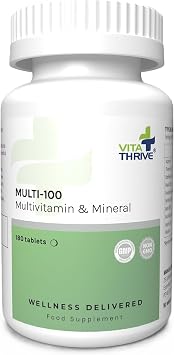 VitaThrive  Multi-100 Multivitamin & Mineral Tablets   Advanced Daily Multivitamin Supplement for Energy & Cognitive Function - 180 Tablets for Men & Women