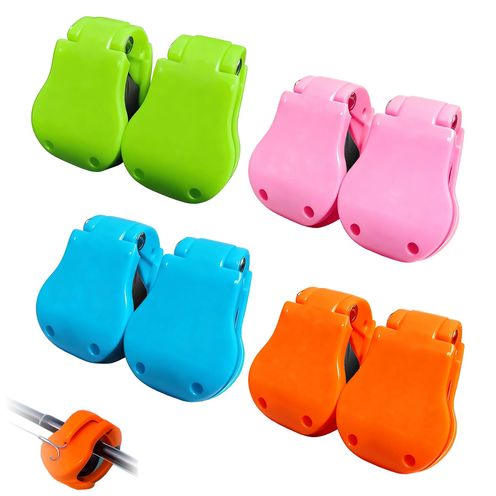 shirylzee 8Pcs Multifunctional Rod Holder, Portable Takedown Fishing Pole Holder Strap, Prevent Entanglement and Bumps, Fishing Rod Holder Clips, Rubber Pole Clips for Angler