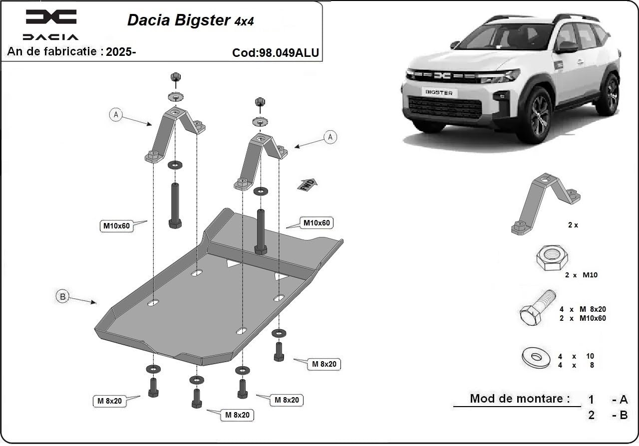 compatibile con Protezione di alluminio per il differenziale Dacia Bigster 4x4 (2025-2025)