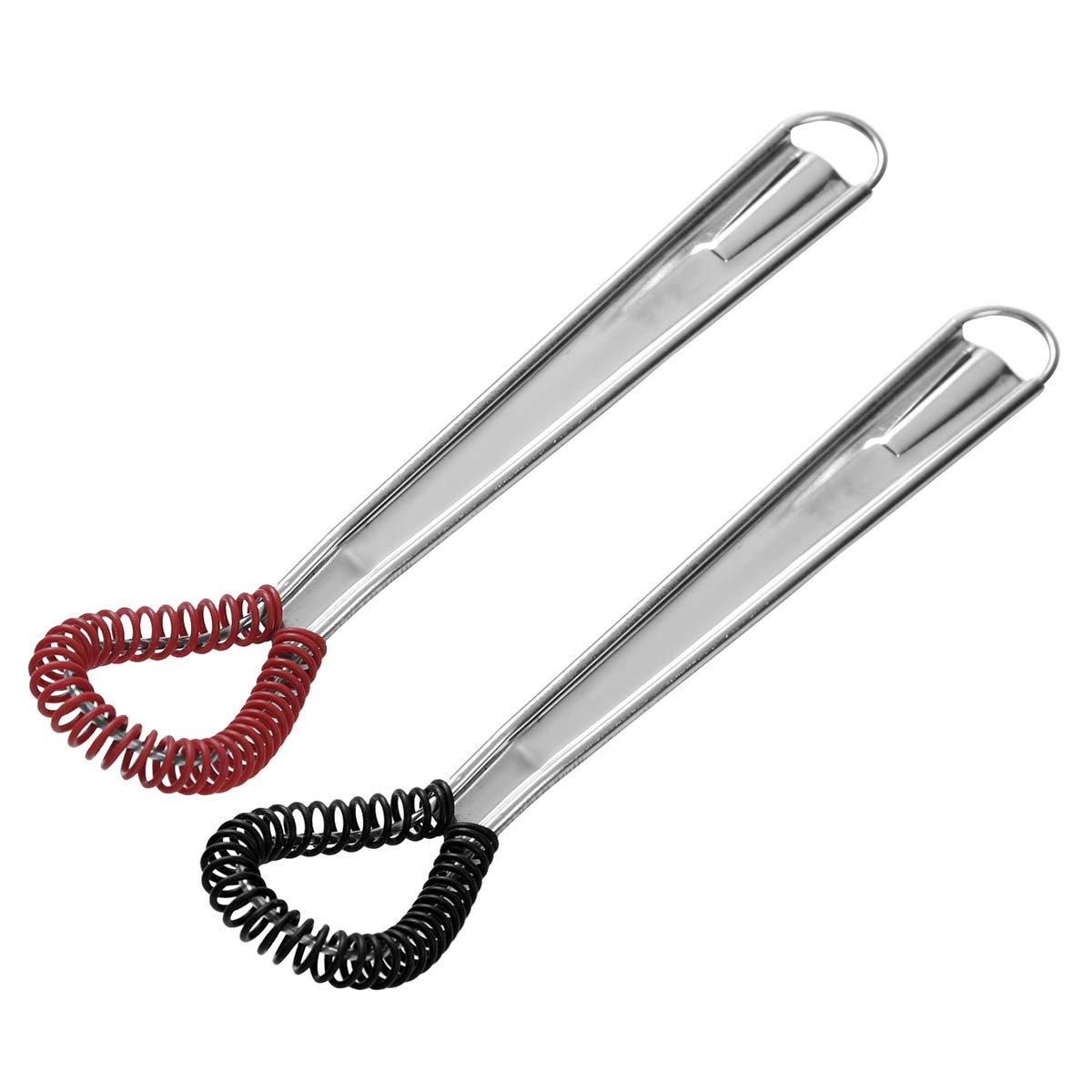 CHICTRY2Pcs Stainless Steel Egg Beater Mini Coil Egg Whisk Sauce Stirrer Blender Milk Frother Foamer Foaming Creamy Coffee Mixer Black&Red One Size