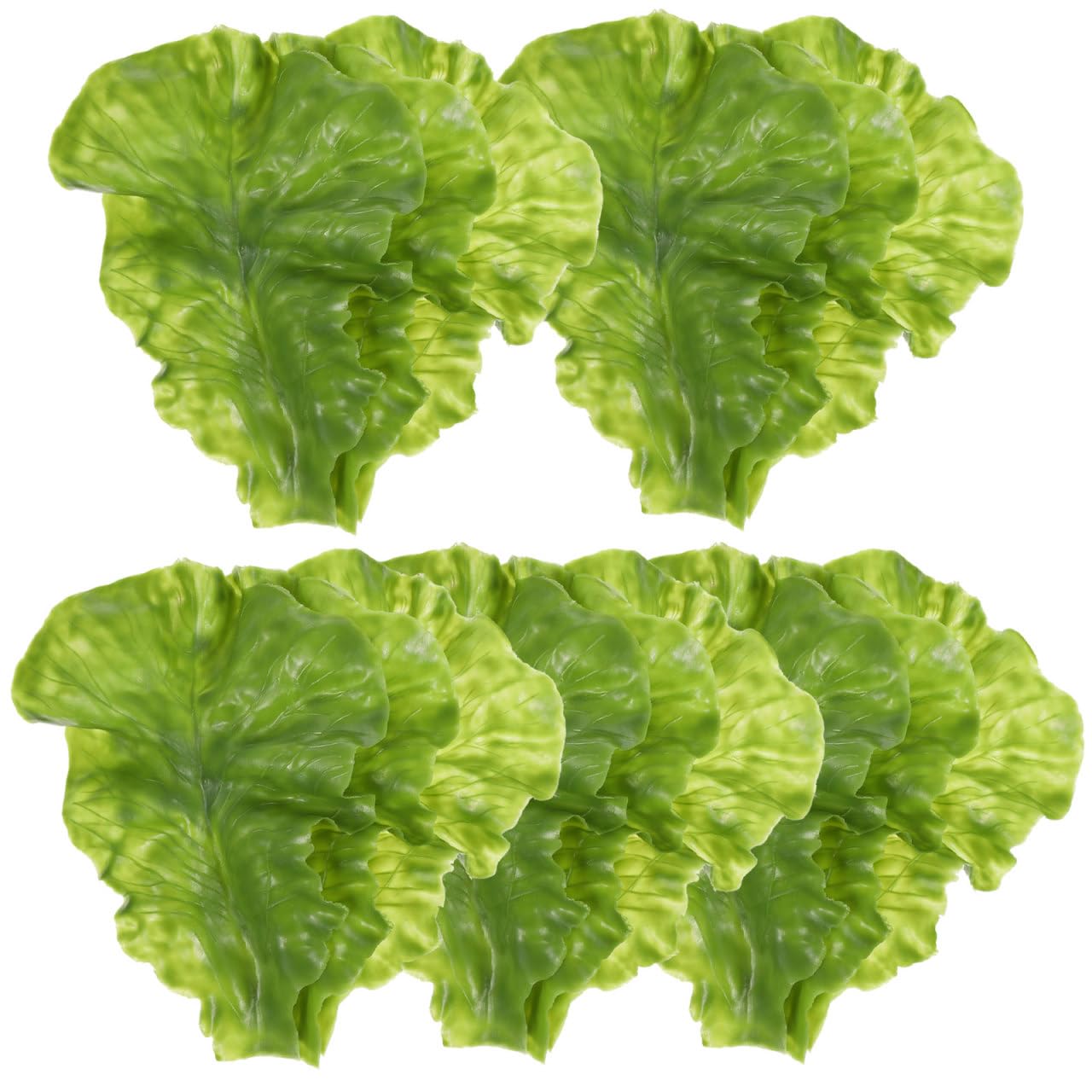 BESPORTBLE 15Pcs Realistic Fake Lettuce - Simulation Green Lettuce Leaves PVC Artificial Foods Leaves Vegetables Model Decor for Kitchen Decor, Food Display, and Culinary Events