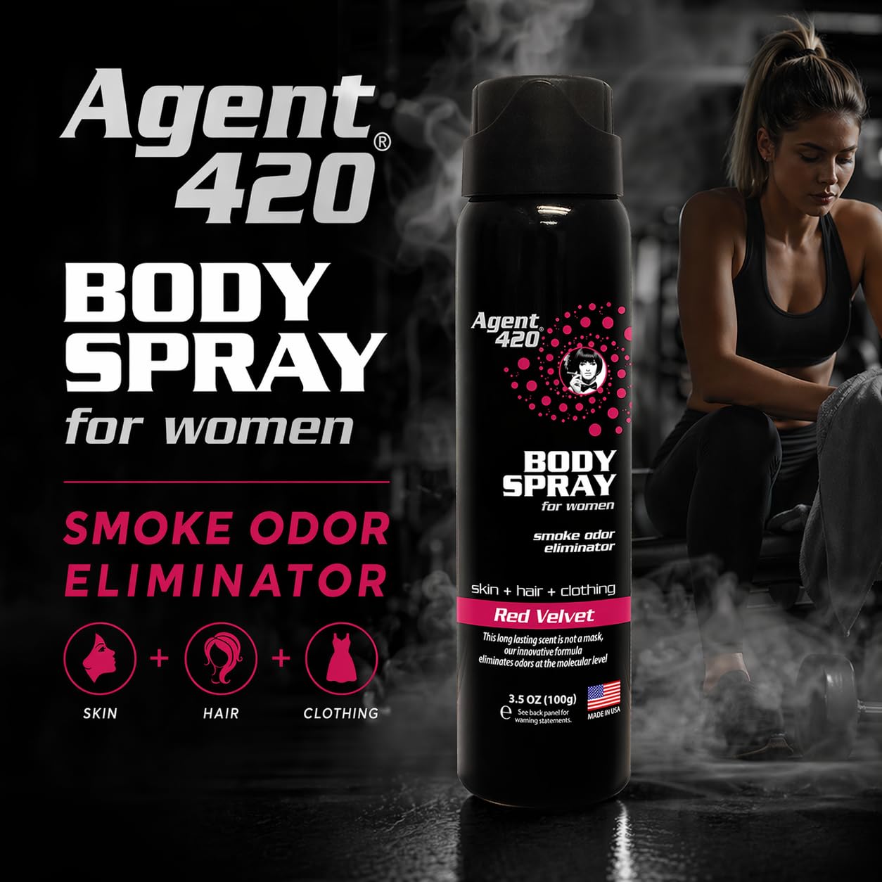 Amazon.com : Agent 420 Cannabis & Cigarette Smoke Odor Body Spray for  Women, 3.5 oz — Eliminates Odors at the Molecular Level (Red Velvet) :  Health & Household