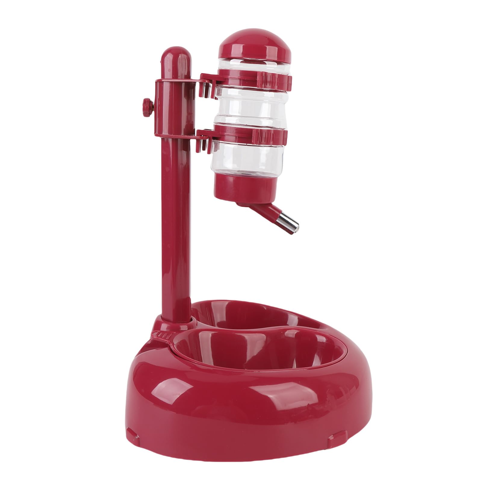 Generic Dispensador de Agua de Pie, Botella de Agua para Perros en Forma de Corazón y Tazón de Alimentación de Alimentos, Ajustable de de Automática de, para Hámster de Conejo Gato (Wine Red)