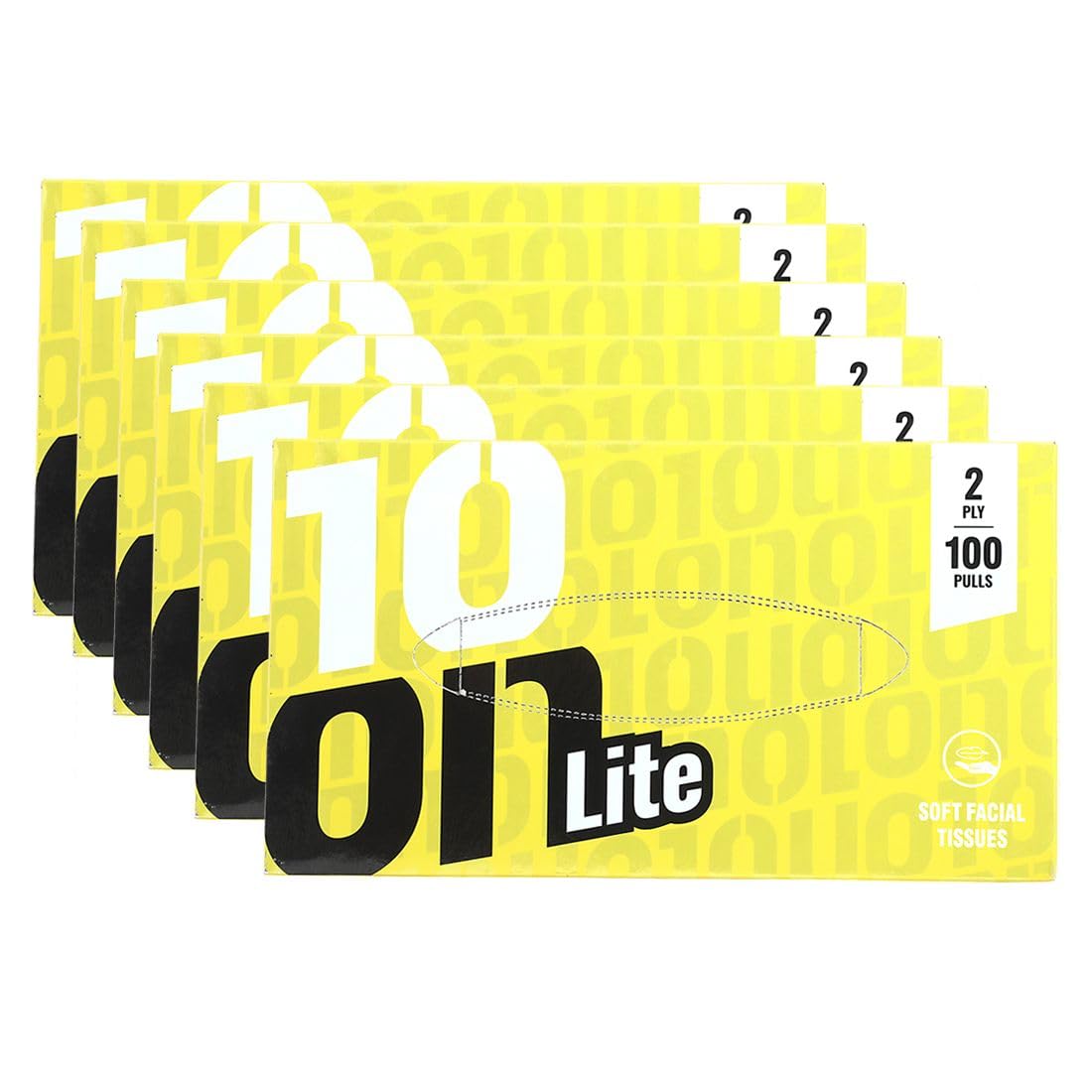 10 on TISSUES Lite Soft Metallic Facial Tissues for Face, Car Tissue Box, 2 Ply Facial Tissue Paper, Face Towel, 100 Pulls per Pack, Pack of 6 (100 x 6 = 600 Sheets)-image-36