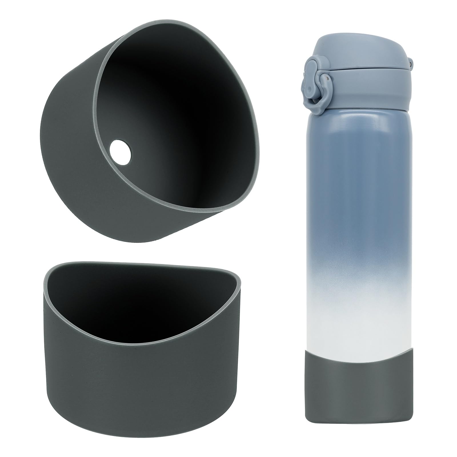 sourcing map 2Pcs Silicone Water Bottle Boot, Silicone Cup Protector, Anti-Slip Protective Sleeve Bottom Accessory for Stainless Steel Water Bottles, Dark Gray — image 1