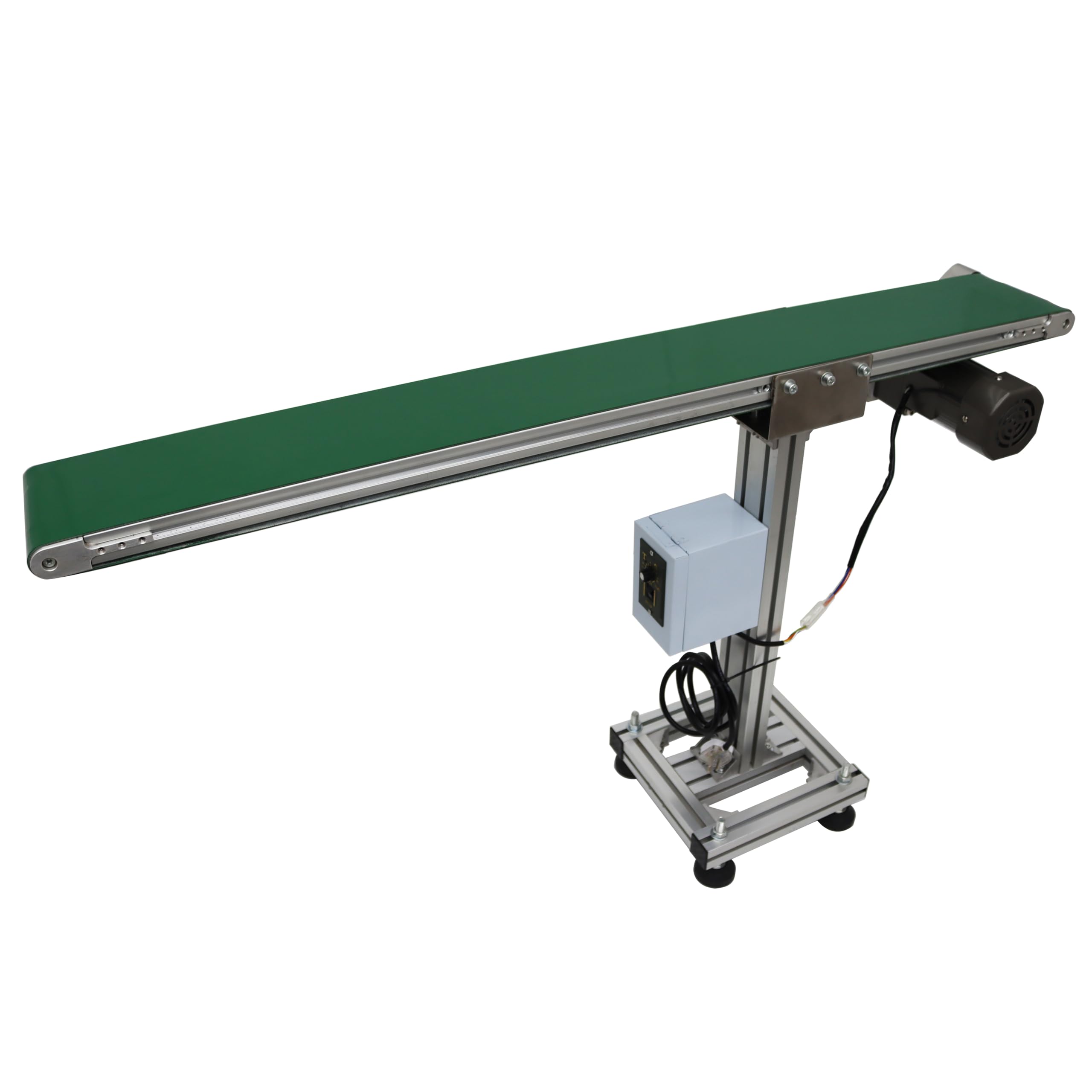 TECHTONGDA PVC Belt Conveyor Aluminum Industrial Transport Flat Conveyor Adjustable Speed Single Row Leg Conveyor Belt Length 94.5inch Load 22LBS 110V