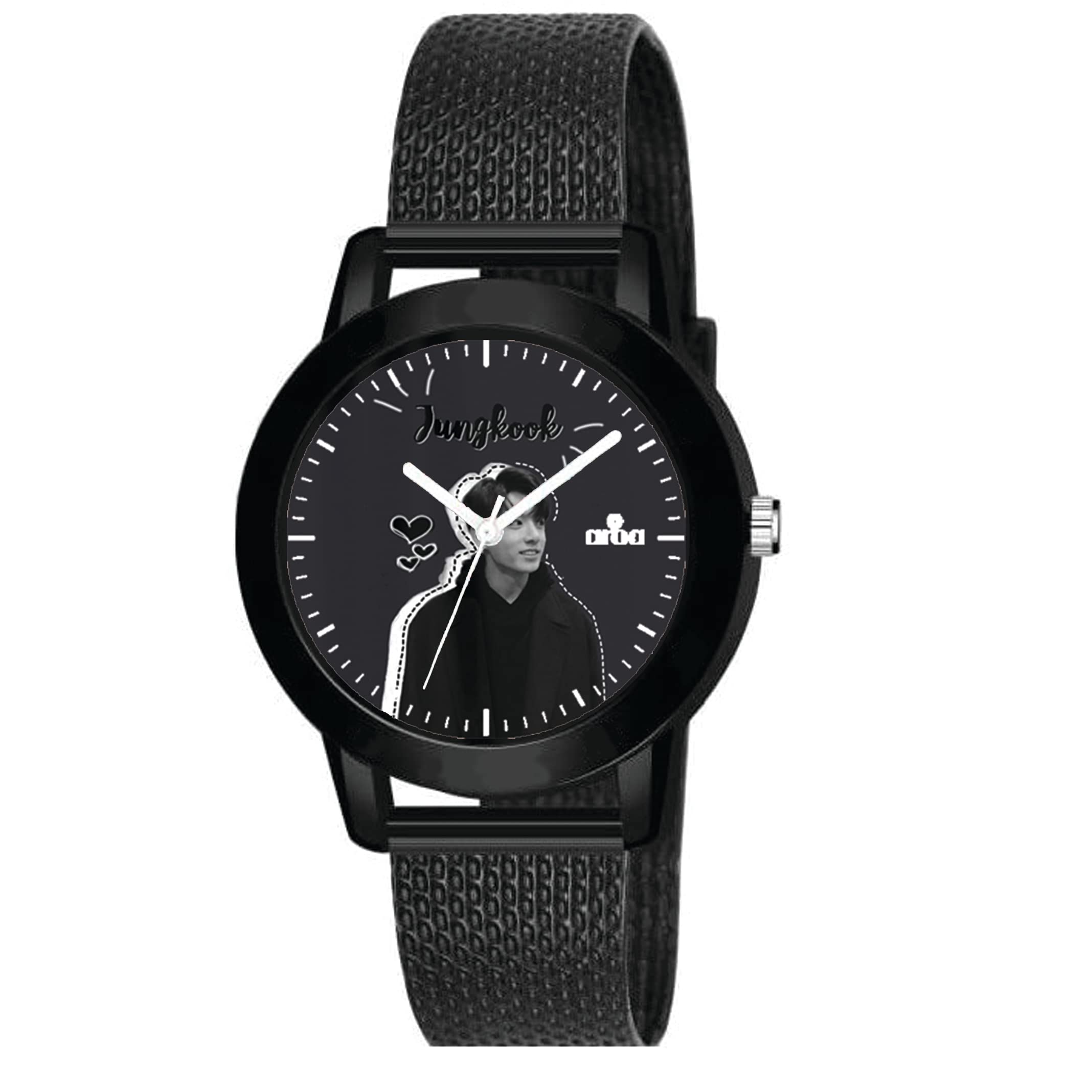 AROA Watch for Womens with Jungkook Black and White Jeon Jungkook Model :601 in Black Metal Type Rubber Analog Watch Black Dial for Women Stylish Watch for Girls (B0C69HTGX7) Amazon Price History, Amazon Price Tracker