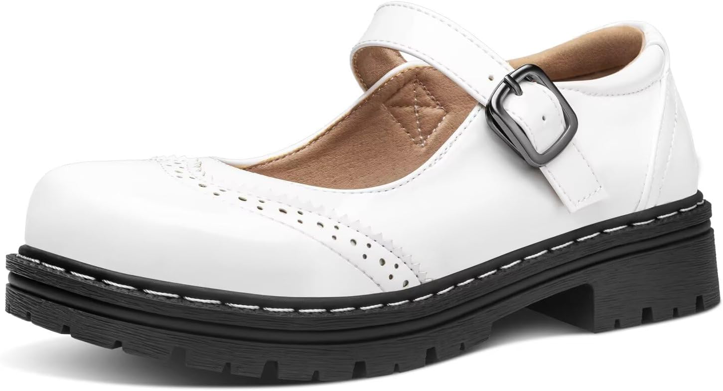 Mary Jane for Women Gothic Oxford Shoes - Flat Shoes, Ankle Tied, Round Toe for Casual Dresses, Work, and Campus
