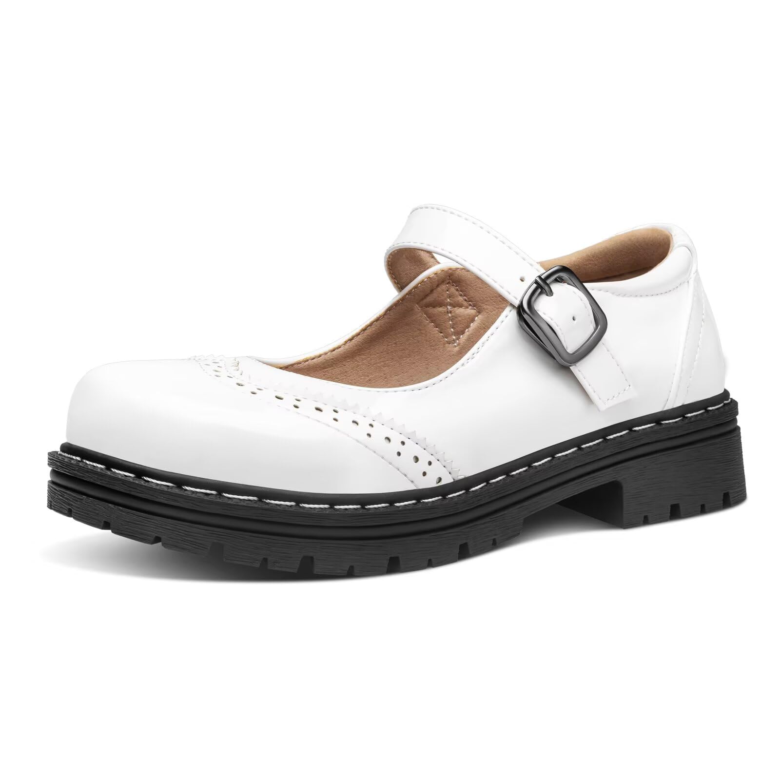 Mary Jane for Women Gothic Oxford Shoes - Flat Shoes, Ankle Tied, Round Toe for Casual Dresses, Work, and Campus