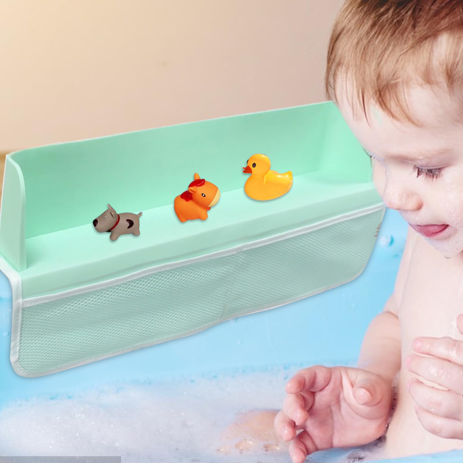 Tappo 'Acqua per Vasca da Bagno, paraspruzzi Trasparente, 30,48 cm | portaoggetti per Giocattoli per Bambini, Organizer per Doccia con, Versatile, Adesivo per Vasca da Bagno, Giochi