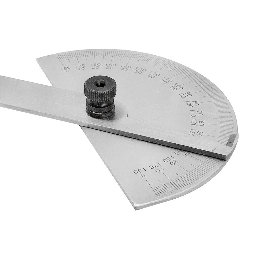 DBM IMPORTS 180 Degree Round Head Depth Gage Protractor Gauge Ruler Stainless Steel Precision Measuring Tool