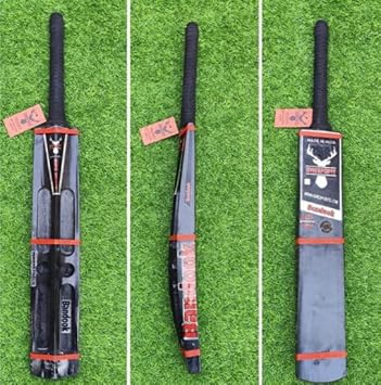 Black Burn Edition Tennis Cricket Scoop Bat with Enhanced Toe Guard -4 Scoop 2 Hole 34 Inches