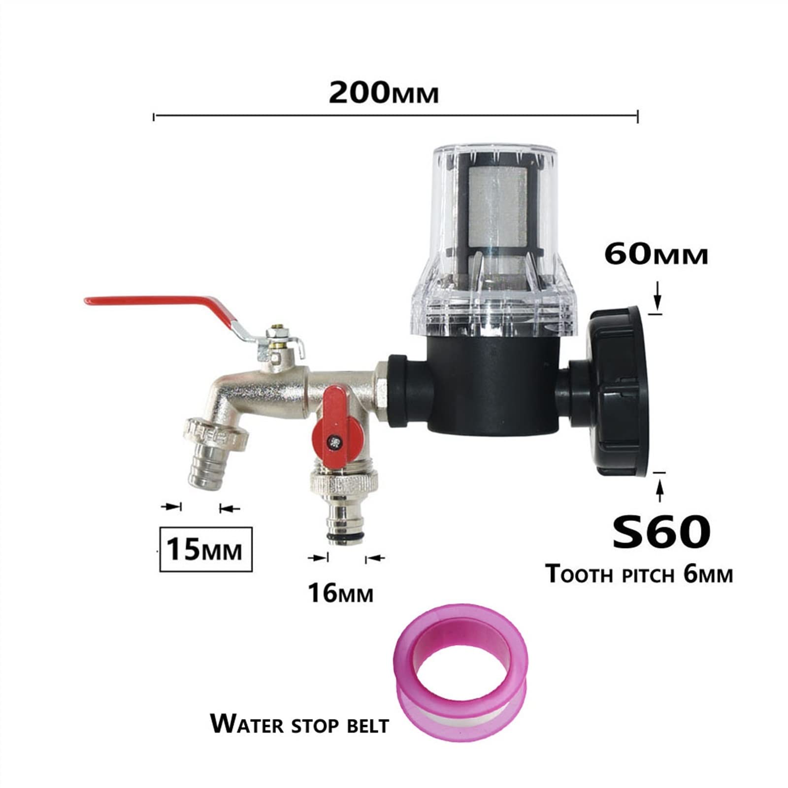 Adapter zbiornika gwint męski 2-drożne złącza do kranu ogrodowego rozdzielacz węża kran zawór system nawadniania armatura 1 szt. (kolor: K)