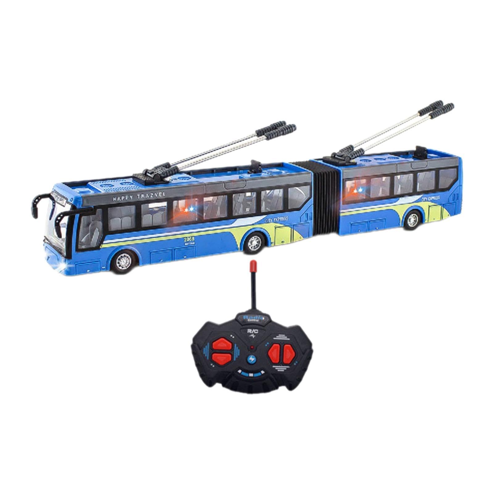 Coche Teledirigido Autobús Escolar Teledirigido Escala 1:32 Regalos de Cumpleaños Puertas Que Se Abren Autobús Teledirigido Modelo de Autobús Escolar, Azul Largo