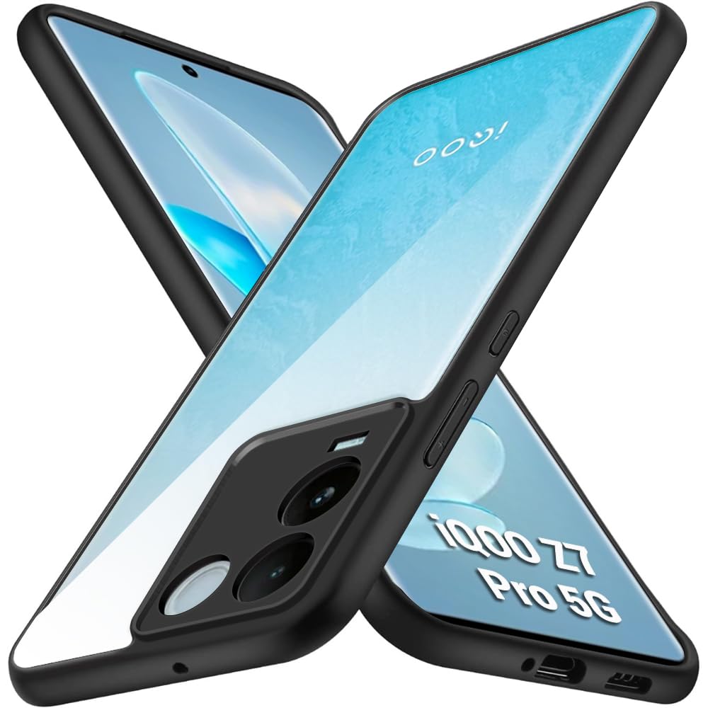 TheGiftKart Ultra-Hybrid Shockproof Back Cover Case for iQOO Z7 Pro/Vivo T2 Pro 5G | 360° Protection | Crystal Clear Hard Transparent Back iQOO Z7 Pro/Vivo T2 Pro Cover (PC & TPU, Black Bumper) (B0CGXJ8Q7T) Amazon Price History, Amazon Price Tracker
