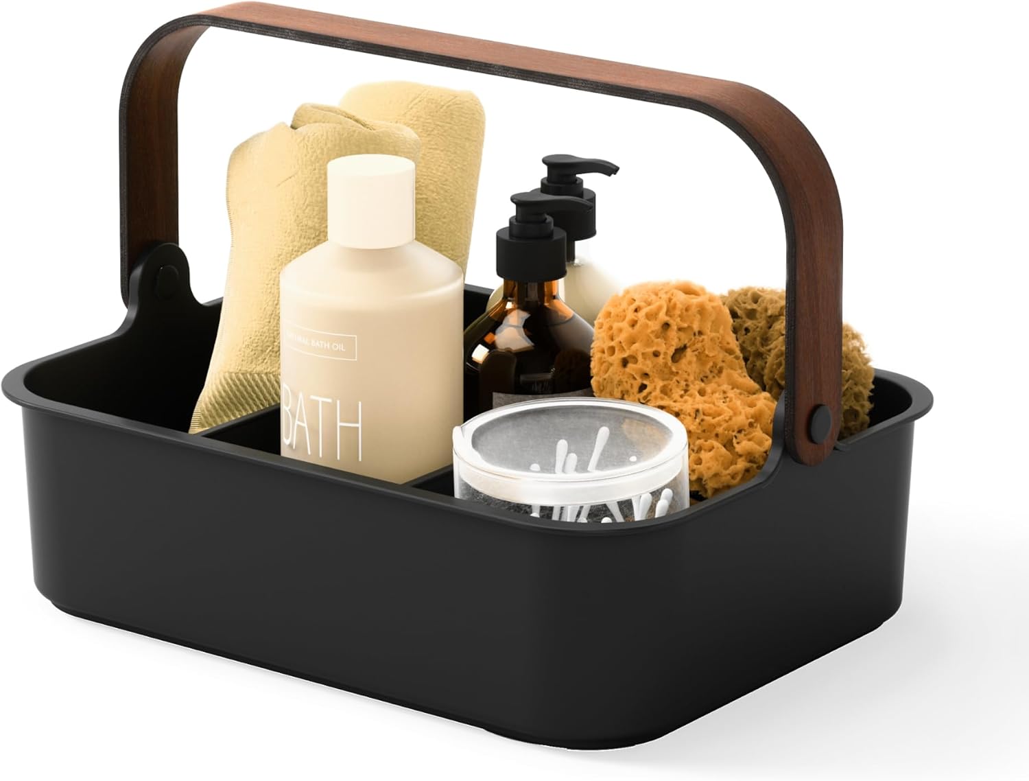 Umbra Bellwood Stackable Storage Bin, Multipurpose Caddy Organizer, 14 x 10 in, Black/Walnut