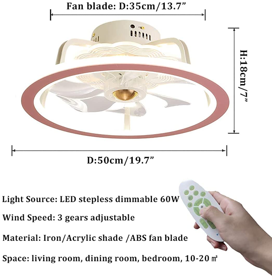 Ventilatori da soffitto con luci e Telecomando Lampadario Moderno a LED Ventilatore con Luce Camera da Letto Lampada di Ventilazione Invisibile Silenziosa Dimmerabile 3 velocità PE