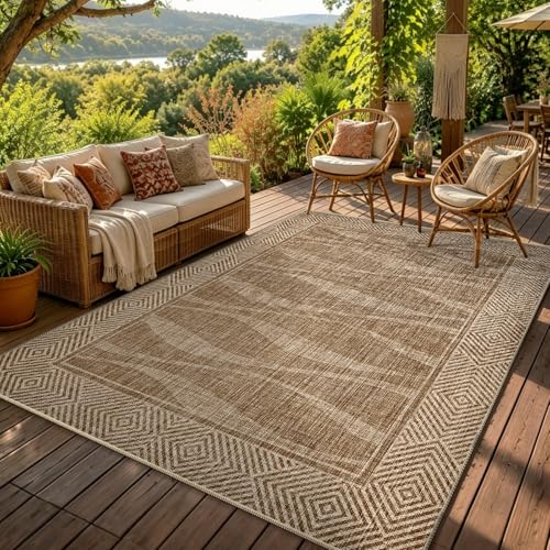 Image of Alishomtll Area Rugs 120x170cm, Non-Slip Natural Jute Rugs, Washable Geometric Wave Pattern Floor Rug for Indoor & Outdoor, Durable Kitchen Runner Floor Area Rugs for Living Room Bedroom