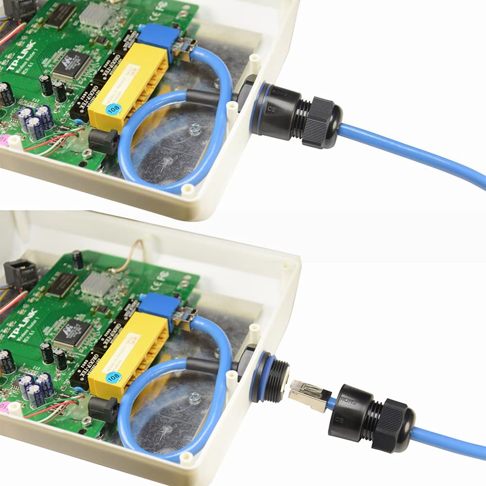 2 conectores impermeables RJ45 para montaje en panel M25 Cat5/5e/6, acoplador de cable LAN Ethernet con escudo Cat6, cable de red LAN al aire libre, adaptador macho a hembra