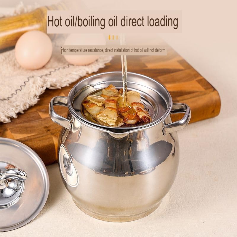 Image of Small Deep Frying Pot with Strainer Basket,1200ml Stainless Steel Pan with Handle,Ideal for Frying French Fries /Chicken Wings /Shrimp /Boiling Butter /Gravies (Oil Pot)