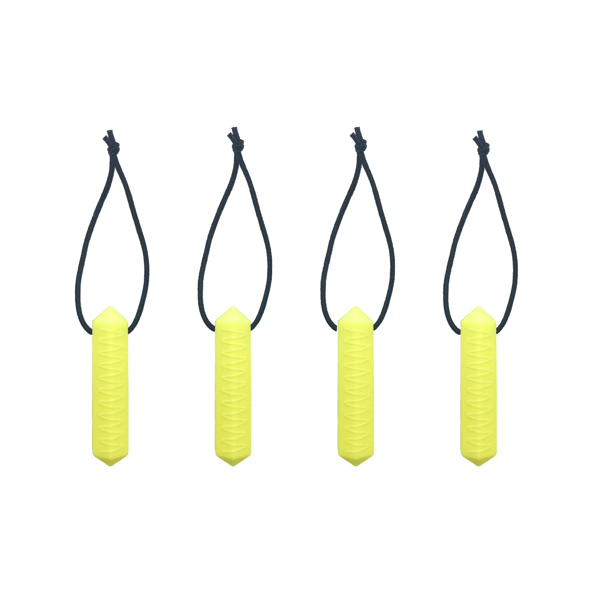 Zip Sensory Chew - Zip Chew Toggles 4 Piece Multi Pack - for Kids with Autism, Anxiety & ADHD - 100% Food Grade Silicone - Sensory Oojamabobs (Yellow 4 Pack)
