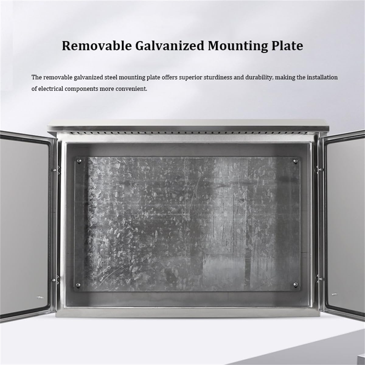 Armadio di distribuzione elettrica da Esterno a Doppia Porta in Acciaio Inox 304, Resistente alla Pioggia e agli Agenti atmosferici, antiruggine e anticorrosione,80x100x20cm
