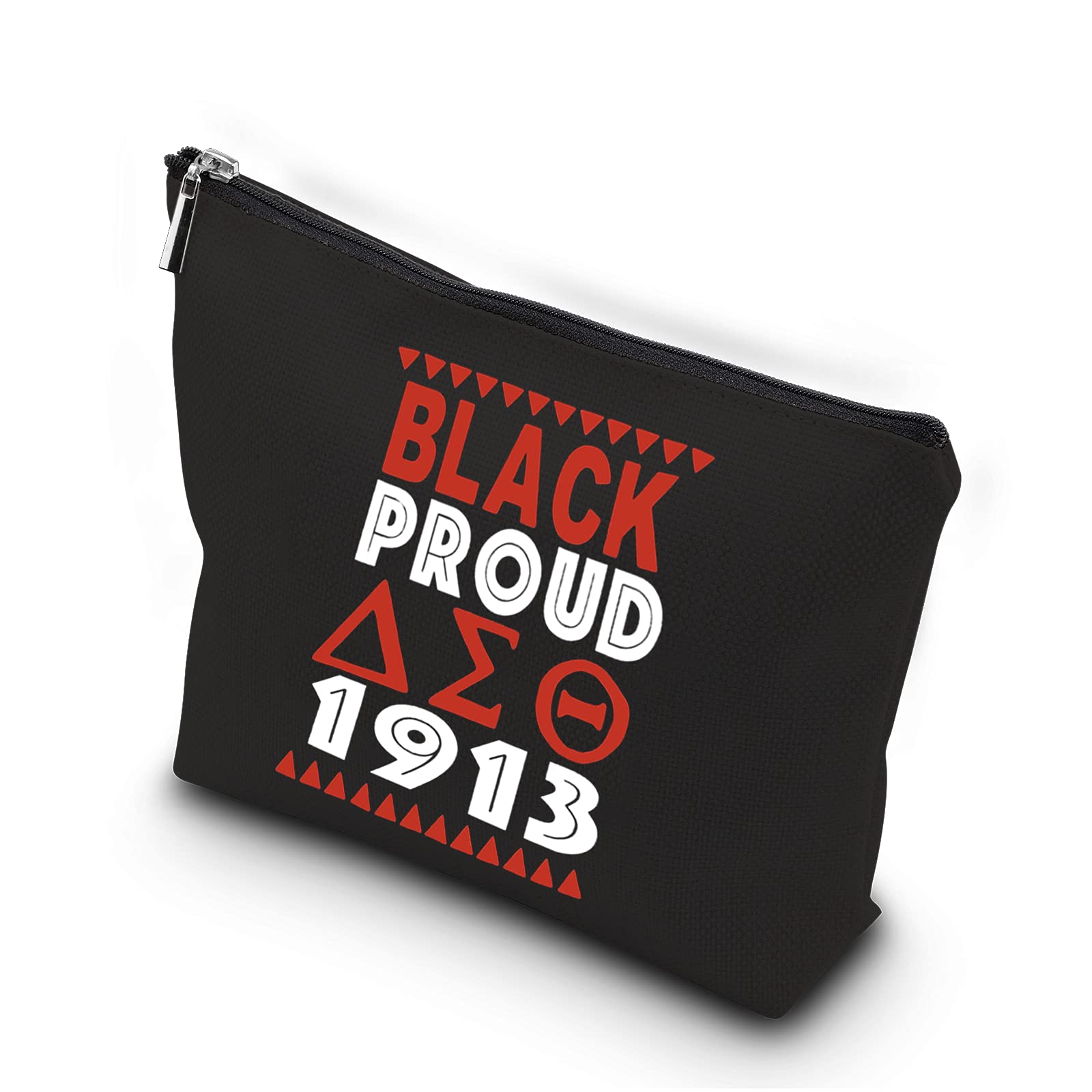 WCGXKO Delta Sorority DST 1913 Sigma Theta Sorority Sisters Black Greek Gift Black Proud 1913 Makeup Bag, Black Proud 1913
