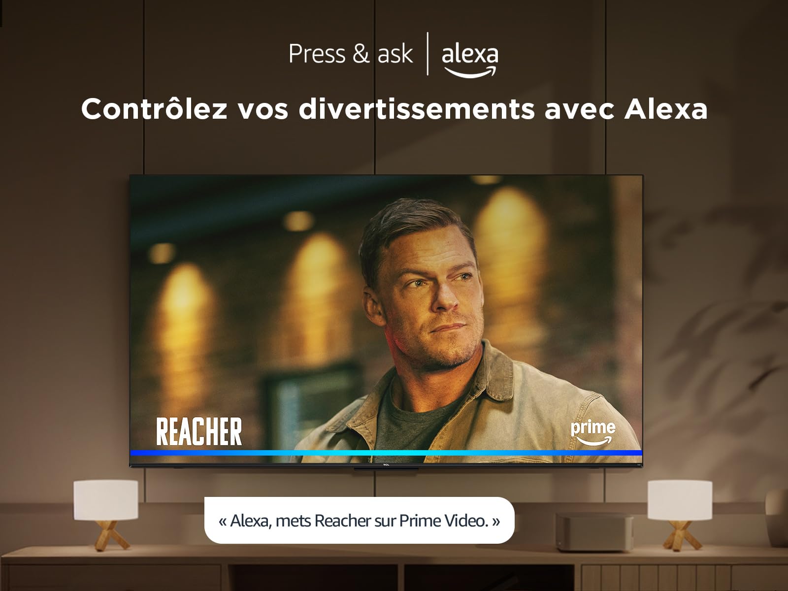 TCL 75T6C 75” QLED 4K HDR TV, Fire TV (Téléviseur Intelligent avec Dolby Vision et Atmos, HDR10+, Appuyez et Demandez à Alexa)